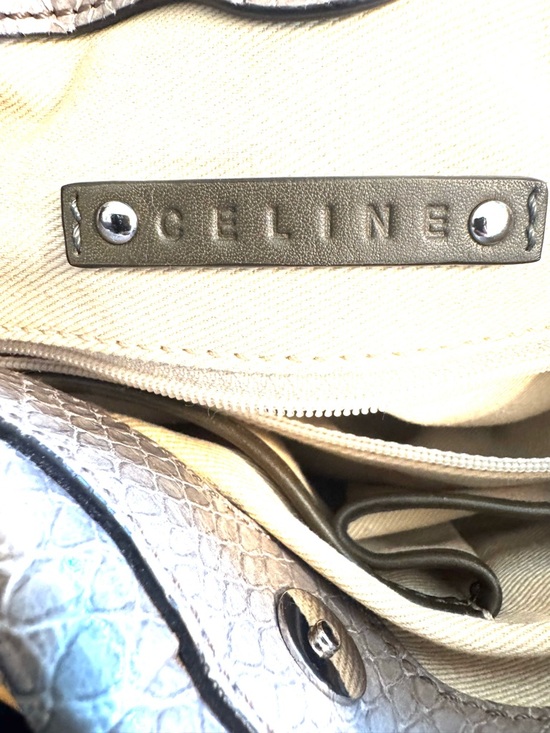 Vintage Y2K Celine Pillow Python-Embossed High Gloss Hobo Bag - Picture 2 of 9